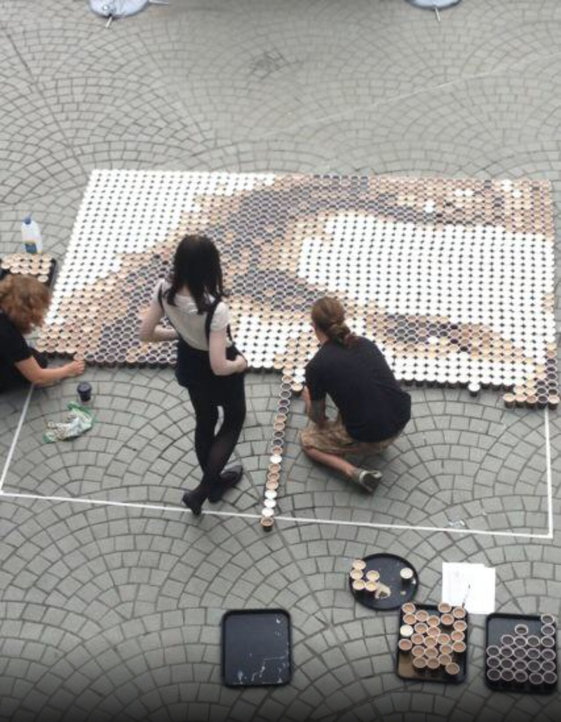 Illustration for article titled Here's Thor Made Out of Coffee Cups. Because Coffee. And Australia.